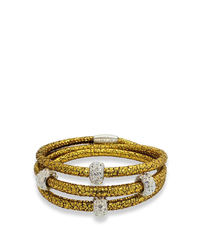 Liza Schwartz Jewelry - Sobe Metallic Bedazzle Triple Wrap Leather