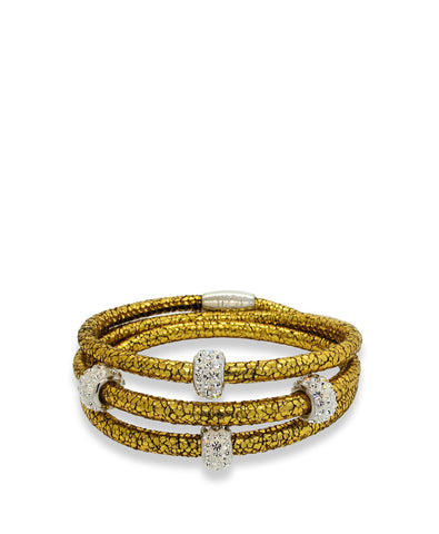 Liza Schwartz Jewelry - Sobe Metallic Bedazzle Triple Wrap Leather